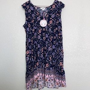Umgee dress dark blue/navy with pink purple flowers size medium
